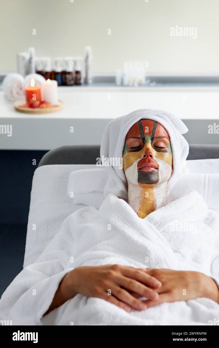 Colour energy, mud mask for facial treatment, Spa-relais Stock Photo ...