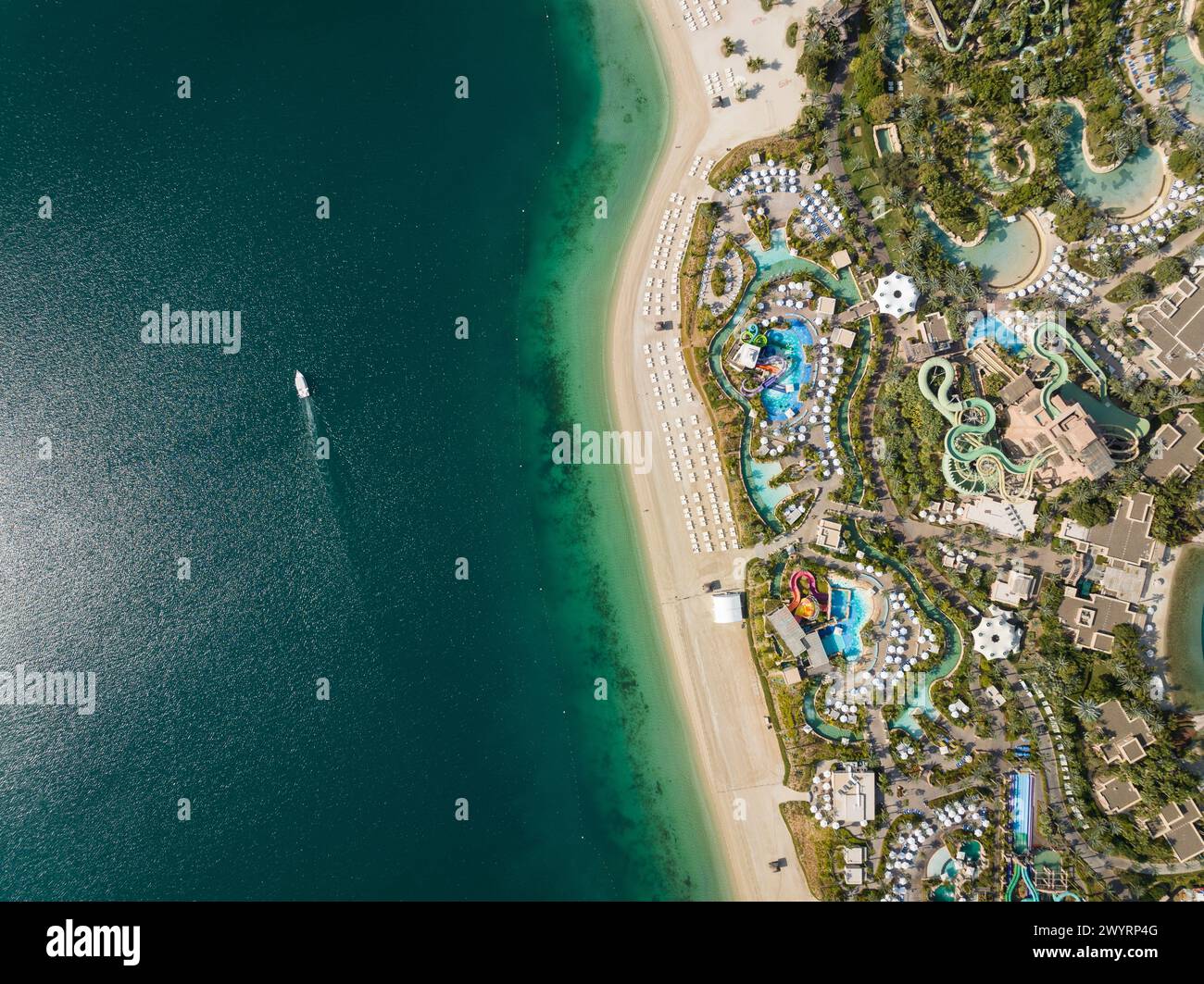 Aerial view of Palm Jumeirah, Dubai, United Arab Emirates Stock Photo
