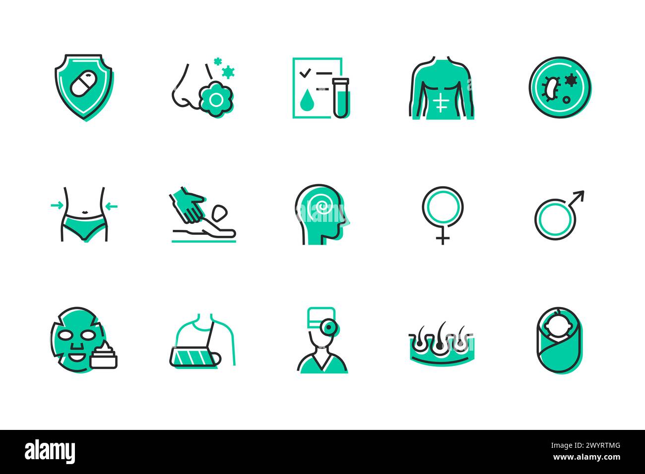 Medicine and health care - set of line design style icons Stock Vector ...