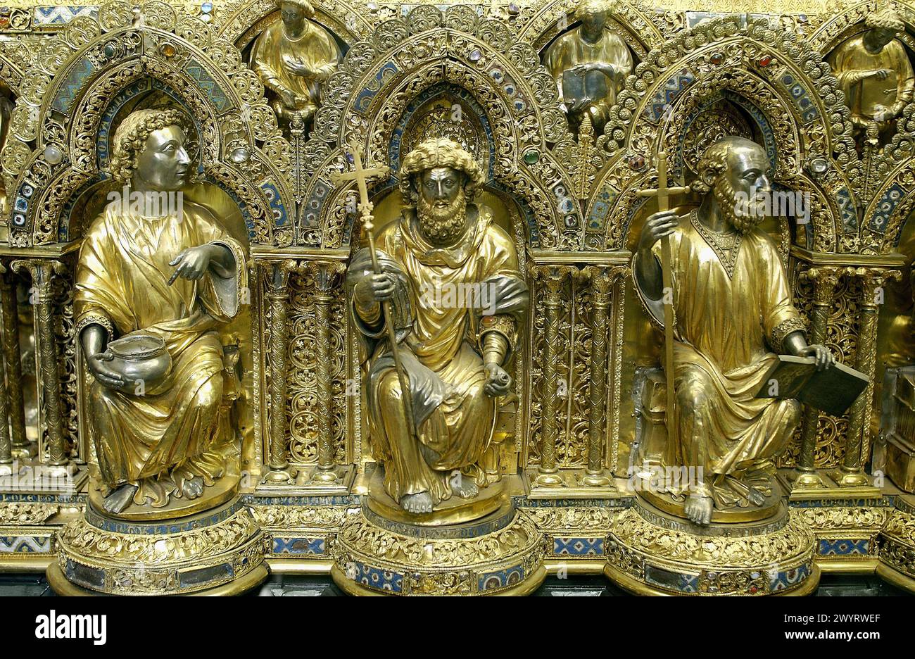 Chest preserved in the treasure museum of Notre Dame cathedral. Tournai. Hainaut, Belgium. Stock Photo