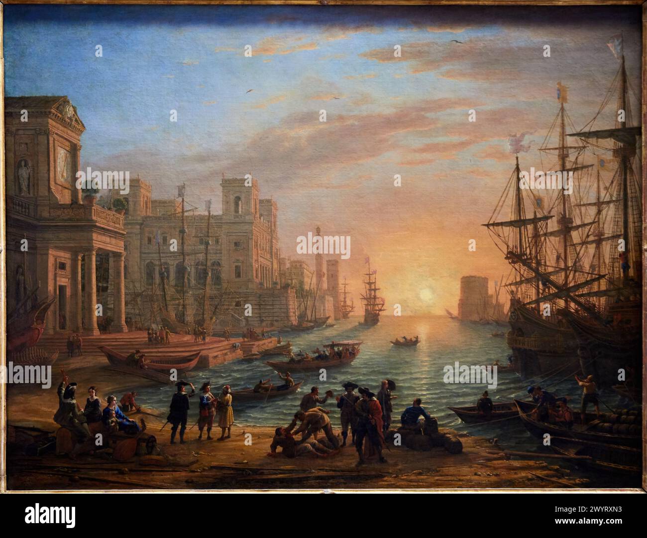 'Seaport at Sunset', 1639, Claude Gellée dit Claude Lorrain, Musée du Louvre, Paris, France, Europe Stock Photo