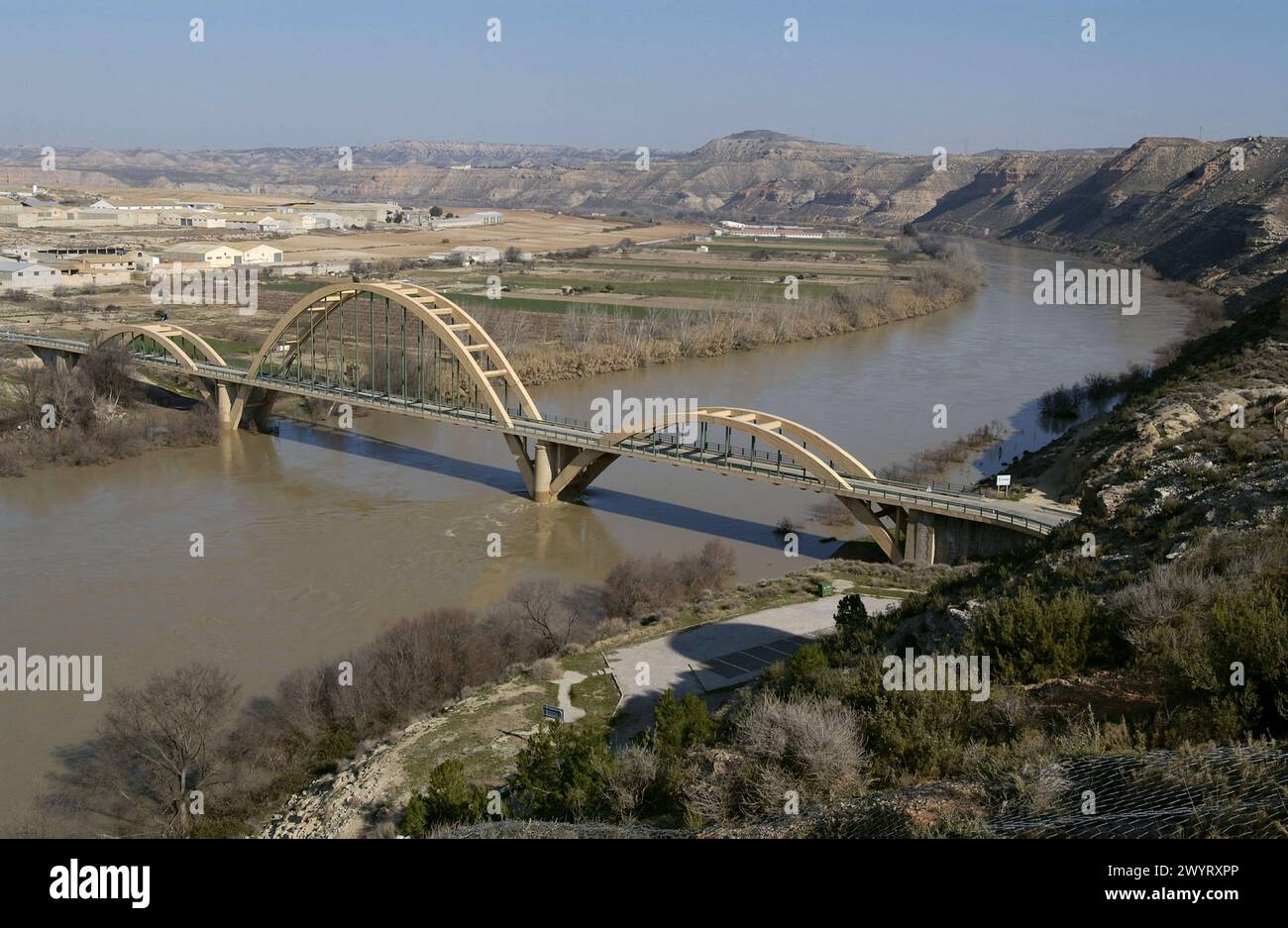 Ebro River floodings. Feb. 2003. Sástago, Zaragoza province. Spain. Stock Photo