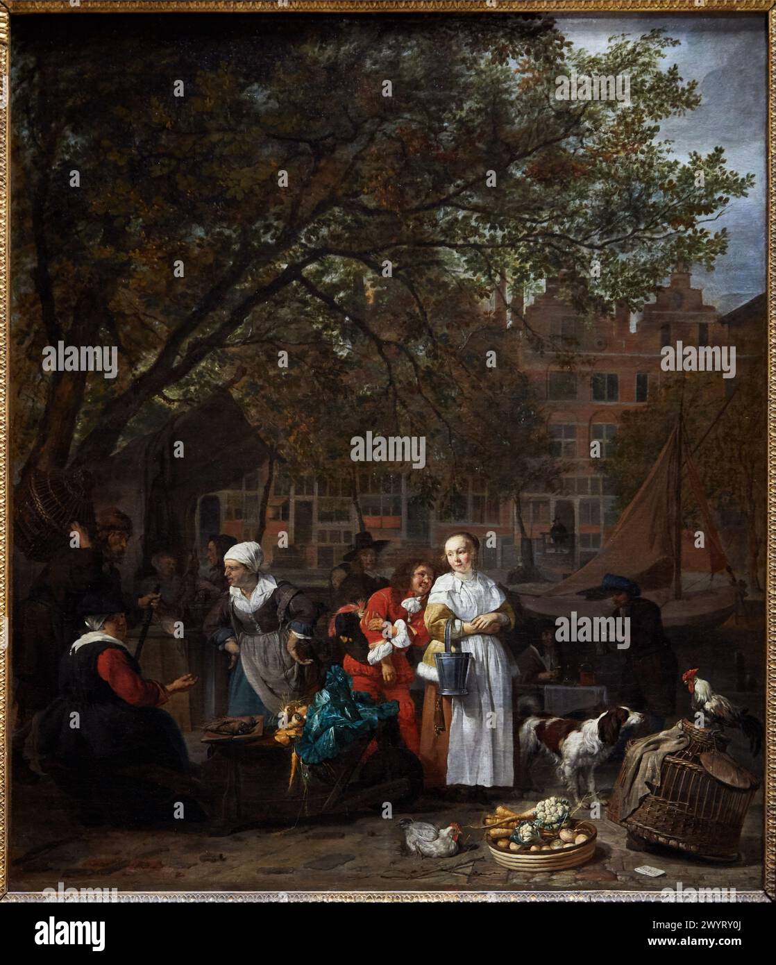 'The Herb Market' known as 'The Vegetable Market', 1660-1661, Gabriel Metsu, Musée du Louvre, Paris, France, Europe Stock Photo