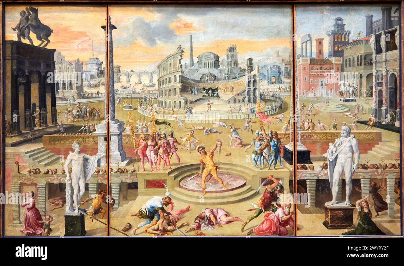 'The Massacres of the Triumvirate', 1566, Antoine Caron, Musée du Louvre, Paris, France, Europe Stock Photo