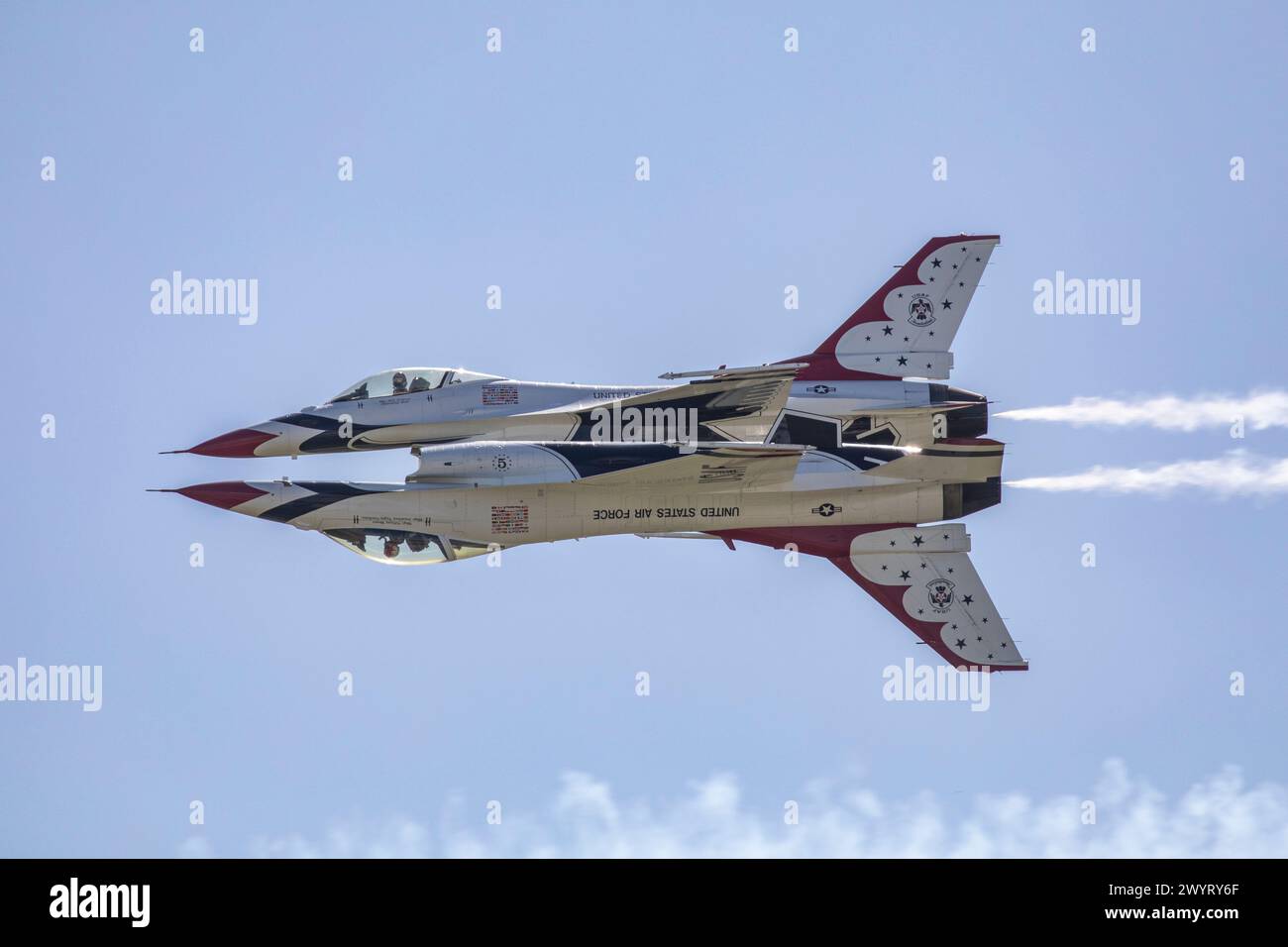 The U.S. Air Force Thunderbirds perform during The Great Texas Airshow