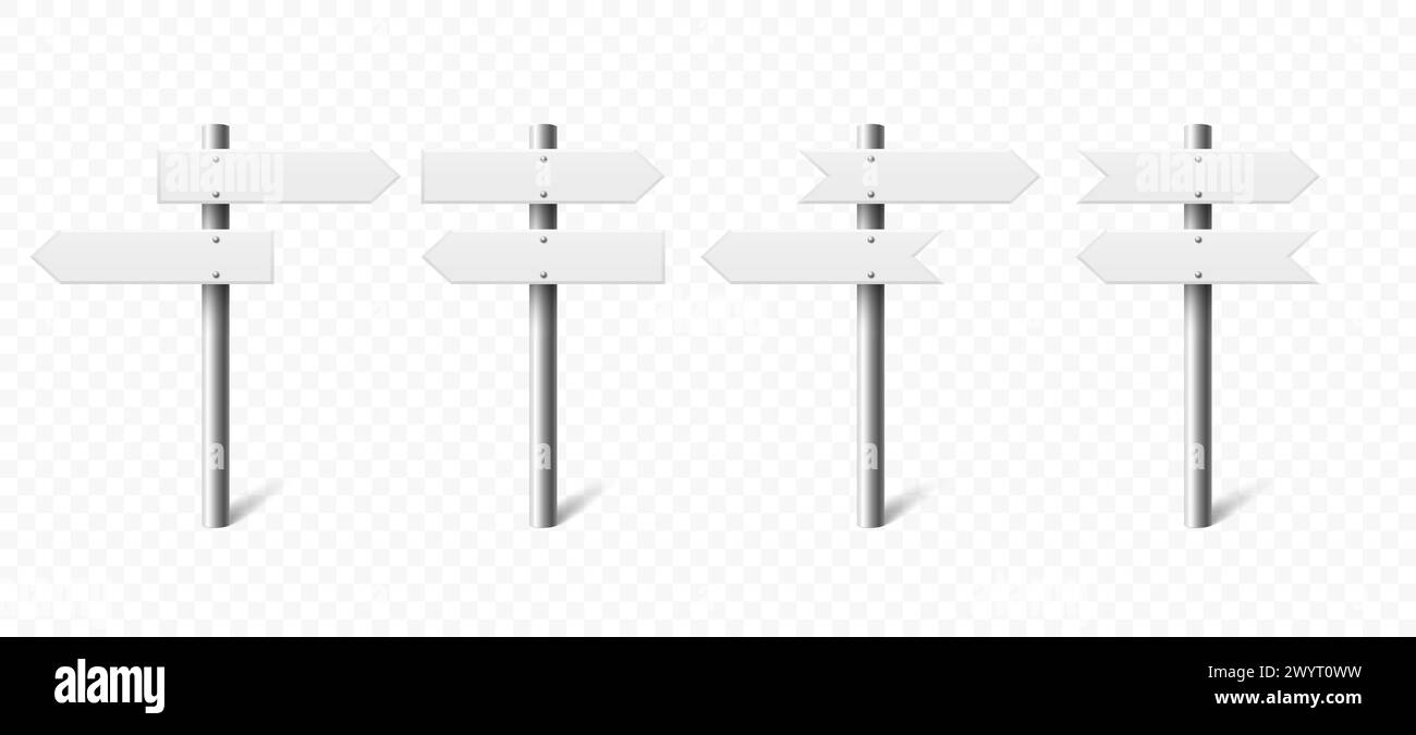 Realistic Sign Post Set Realistic Blank Road Signboard Plywood