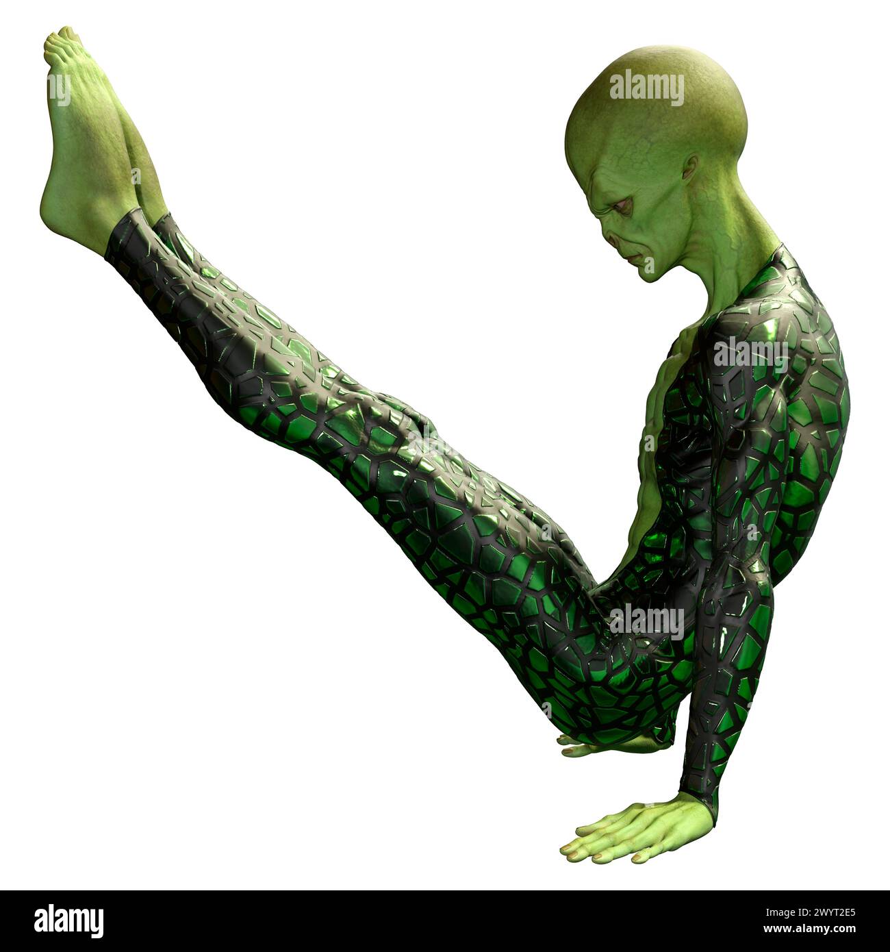 3D rendering of a green alien isolated on white background Stock Photo ...