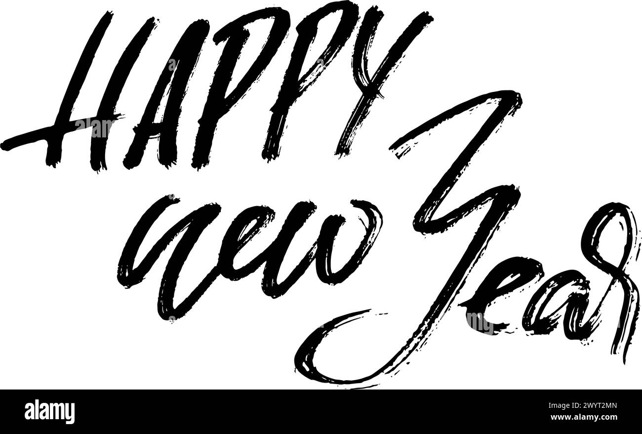 Happy New Year Handwritten Modern Brush Lettering Stock Vector Image ...