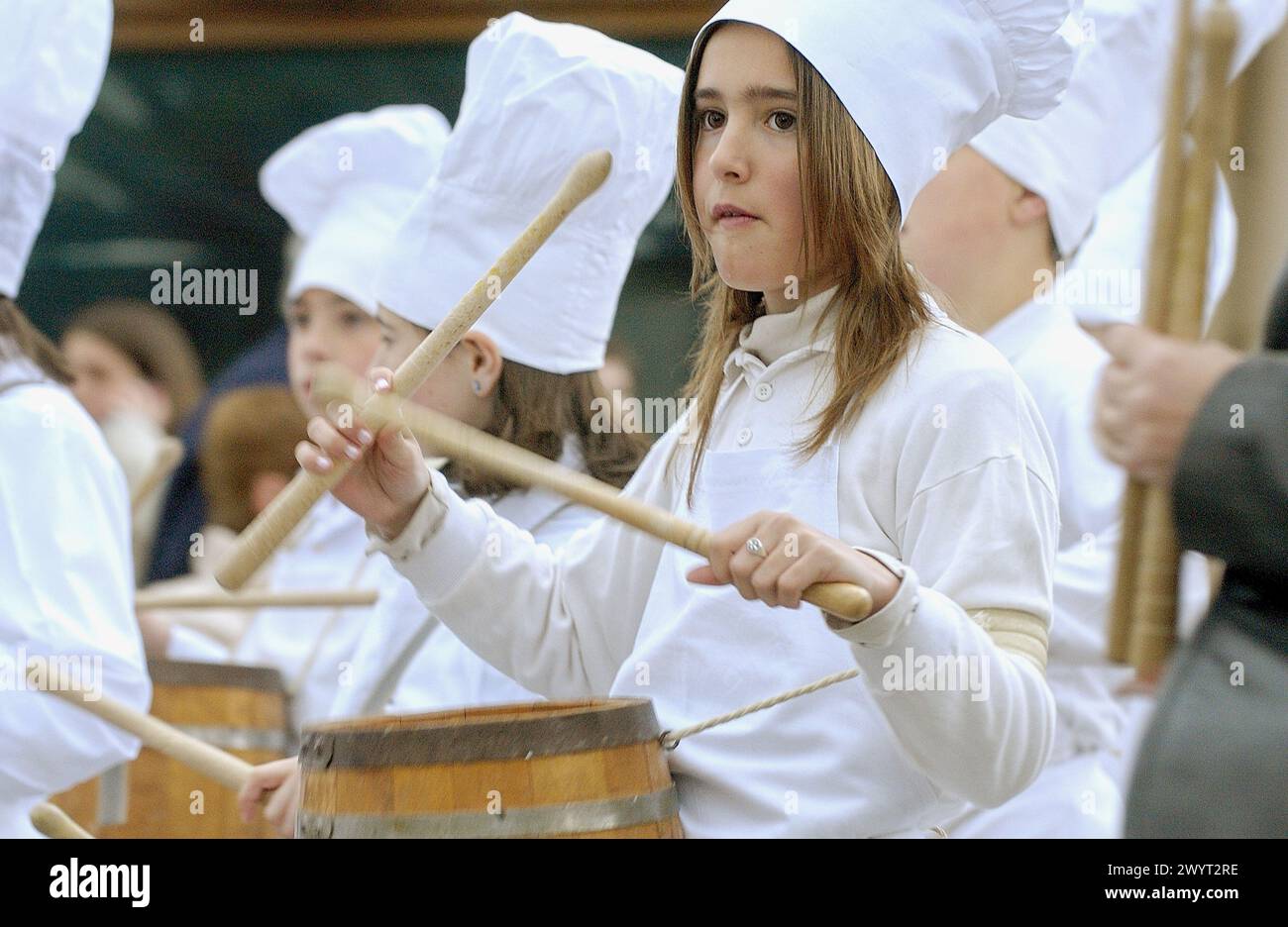 Female children playing percussions hires stock photography and images