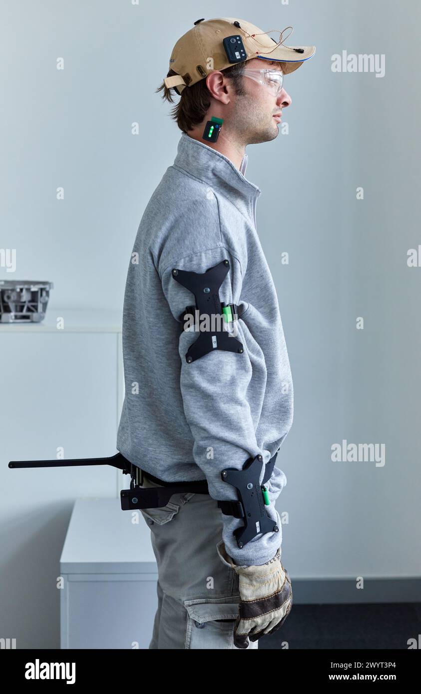 EXODYN project, Exoskeletons for the prevention of musculoskeletal ailments in work environments, Unit of Health, Technology Centre, Tecnalia Research & Innovation, Donostia, San Sebastian, Gipuzkoa, Basque Country, Spain. Stock Photo