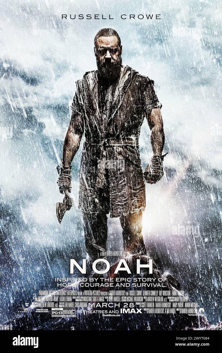 Noah (2014) directed by Darren Aronofsky and starring Russell Crowe, Jennifer Connelly, Emma Watson and Anthony Hopkins. Noah is chosen by God to undertake a momentous mission before an apocalyptic flood cleanses the world. Photograph of an original US advance poster.***EDITORIAL USE ONLY*** Credit: BFA / Paramount Pictures Stock Photo