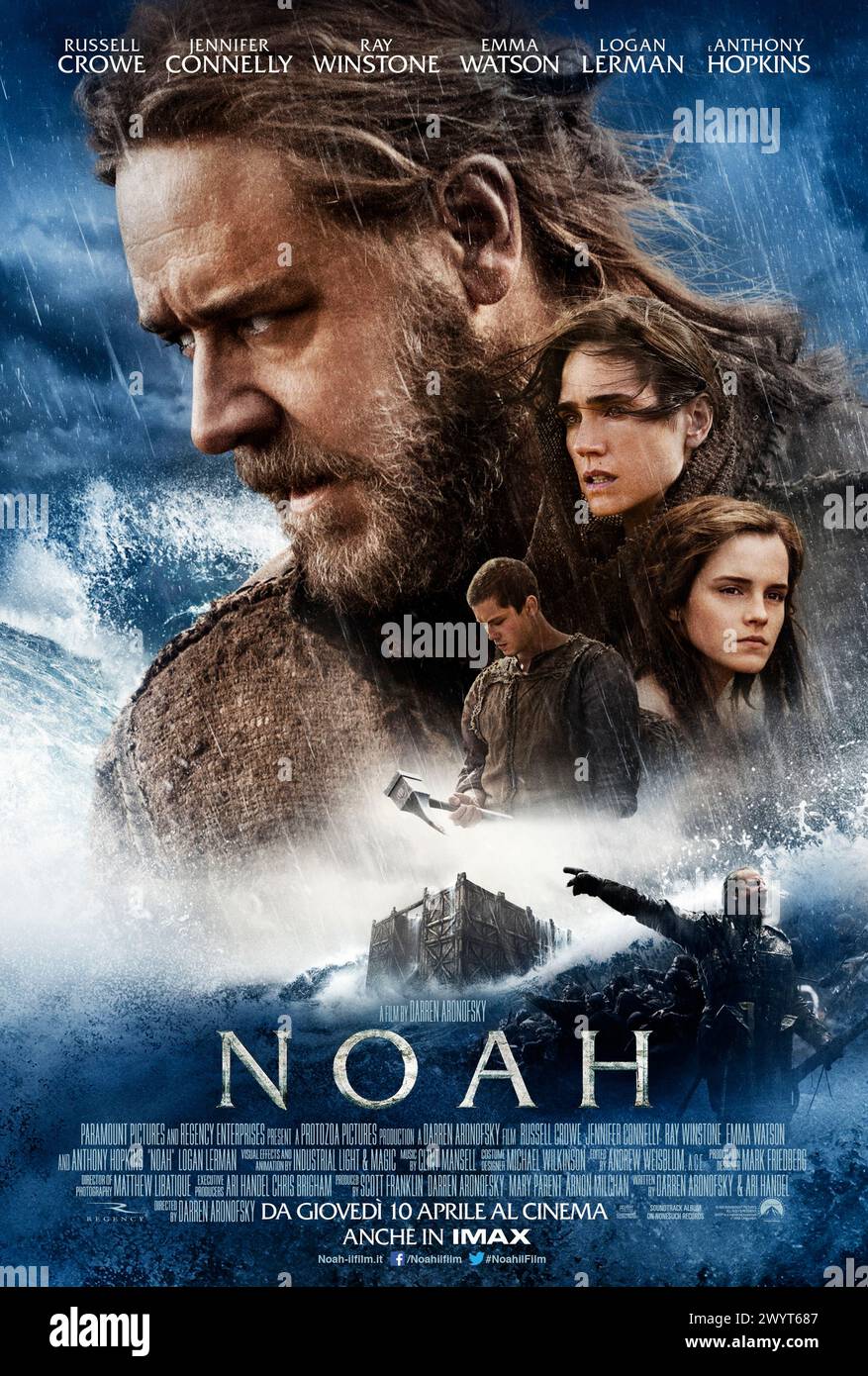Noah (2014) directed by Darren Aronofsky and starring Russell Crowe, Jennifer Connelly, Emma Watson and Anthony Hopkins. Noah is chosen by God to undertake a momentous mission before an apocalyptic flood cleanses the world. US one sheet poster.***EDITORIAL USE ONLY*** Credit: BFA / Paramount Pictures Stock Photo
