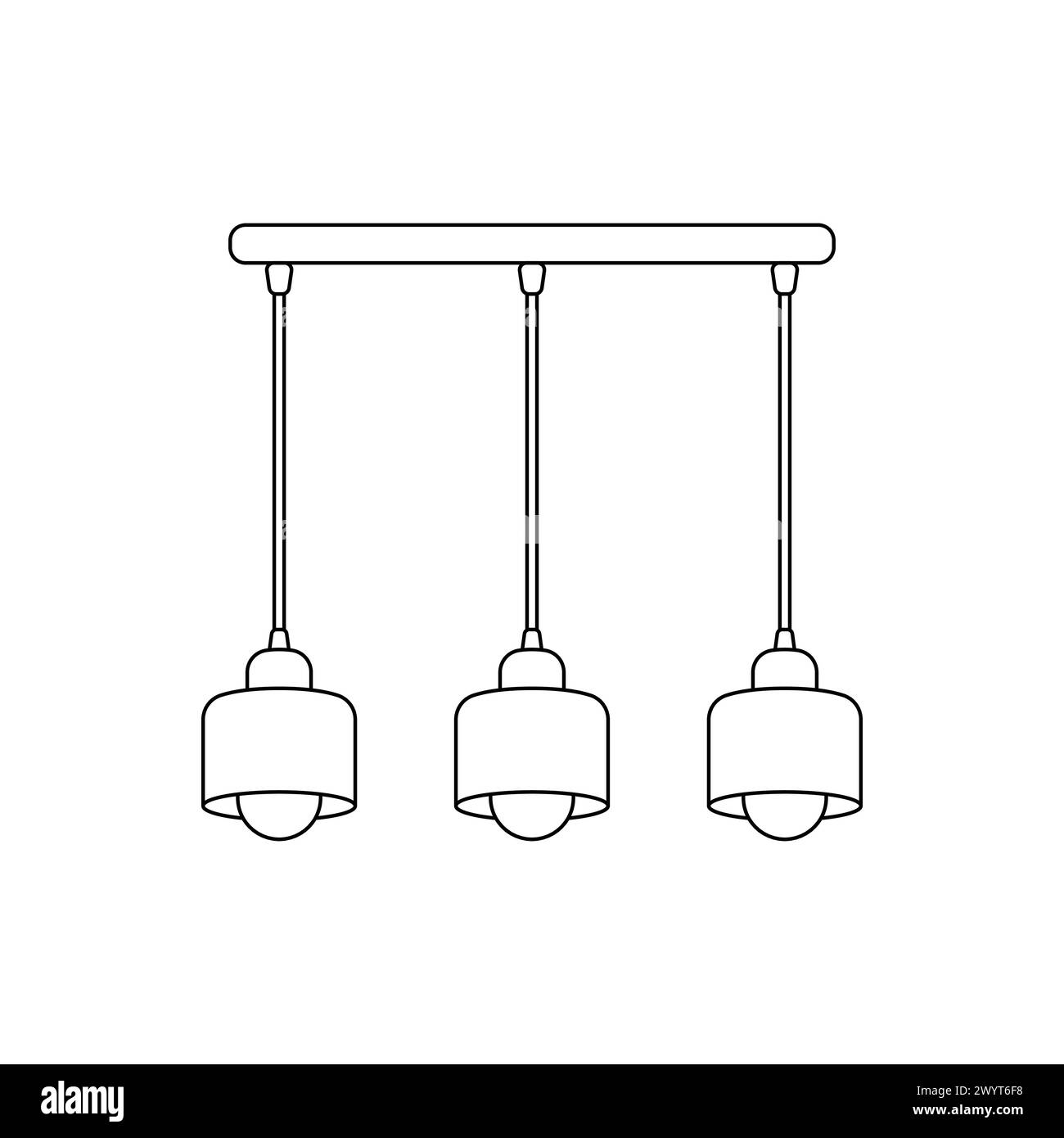 Lamp logo outline icon. Loft style chandelier. Black line light bulb ...