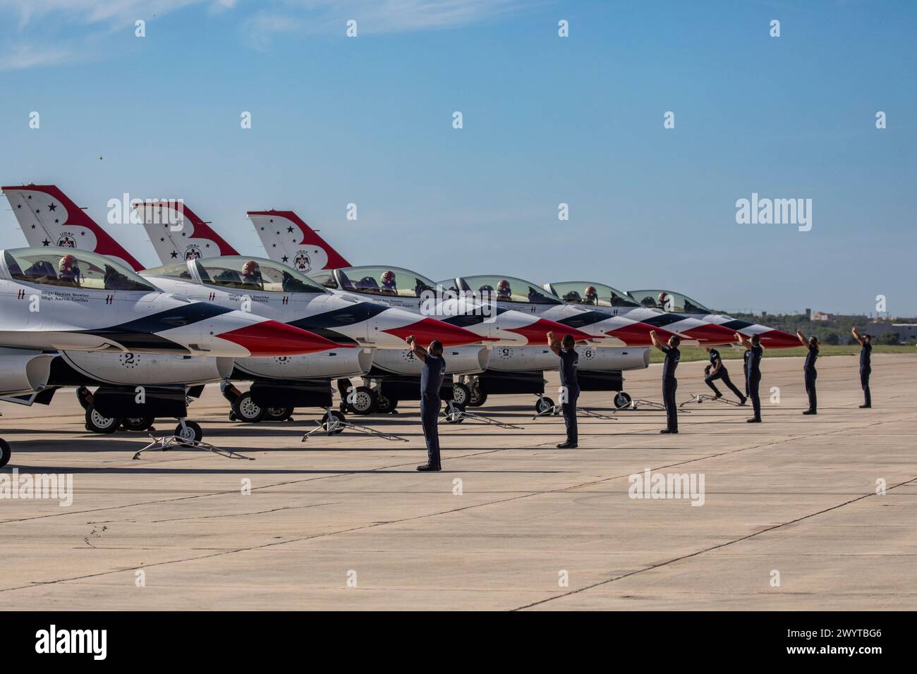 The U.S. Air Force Thunderbirds perform during The Great Texas Airshow