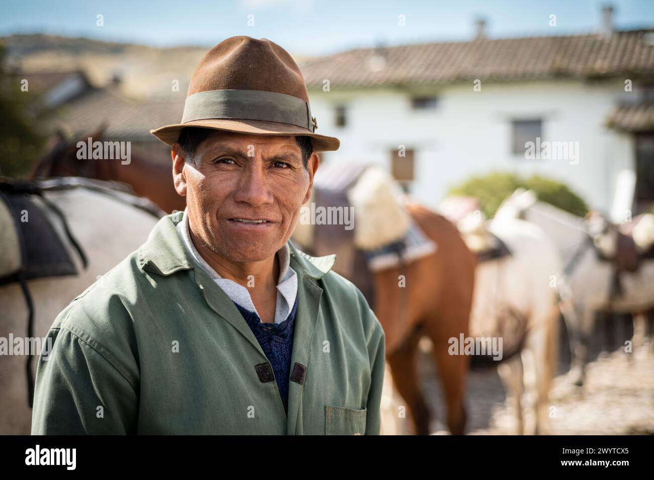 Portrait of Jose, Hacienda Zuleta, Imbabura, Ecuador Stock Photo
