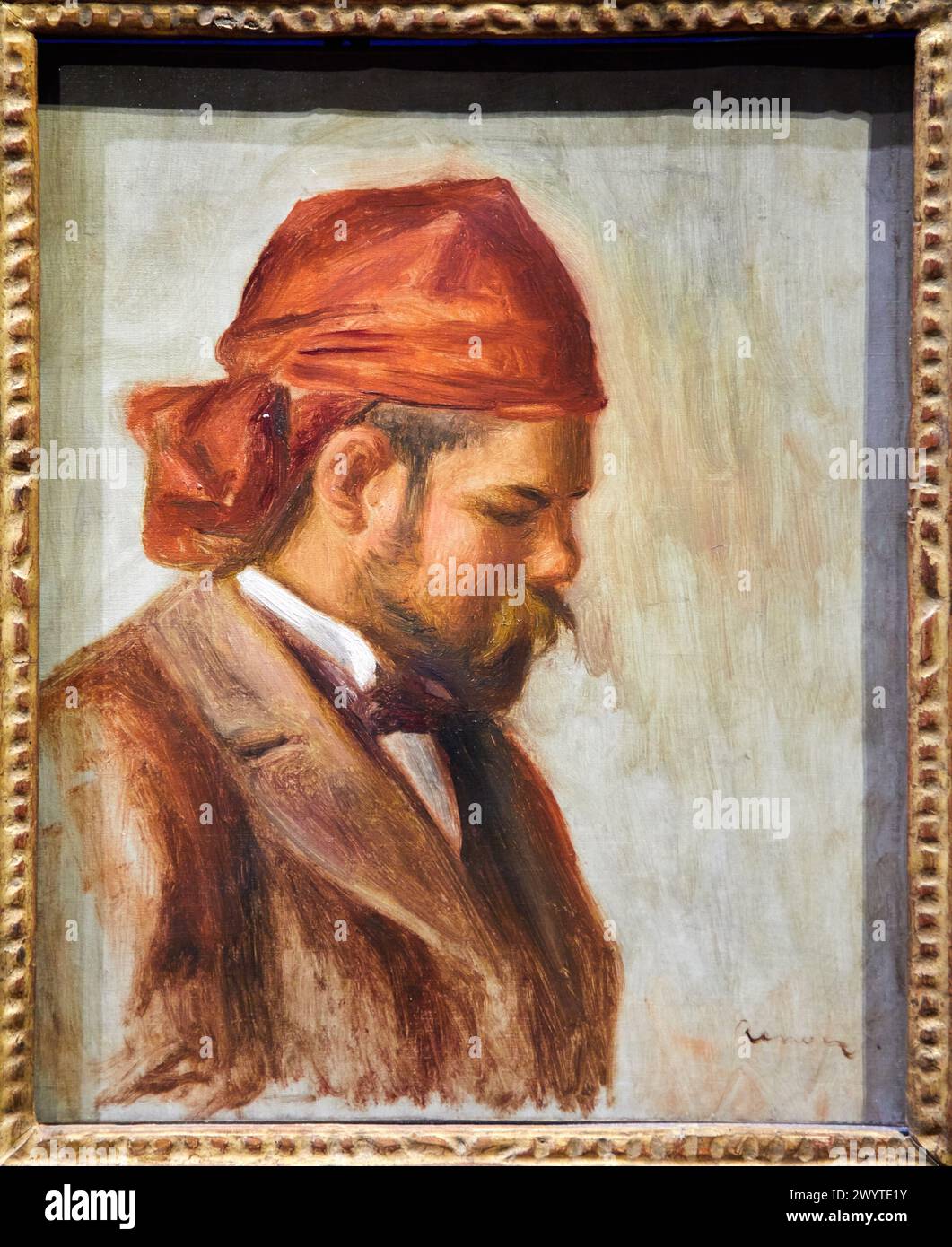 Portrait d'Ambroise Vollard au foulard rouge, 1899-1906, Pierre Auguste Renoir, Musée d'Art Moderne, Troyes, Champagne-Ardenne Region, Aube Department, France, Europe. Stock Photo