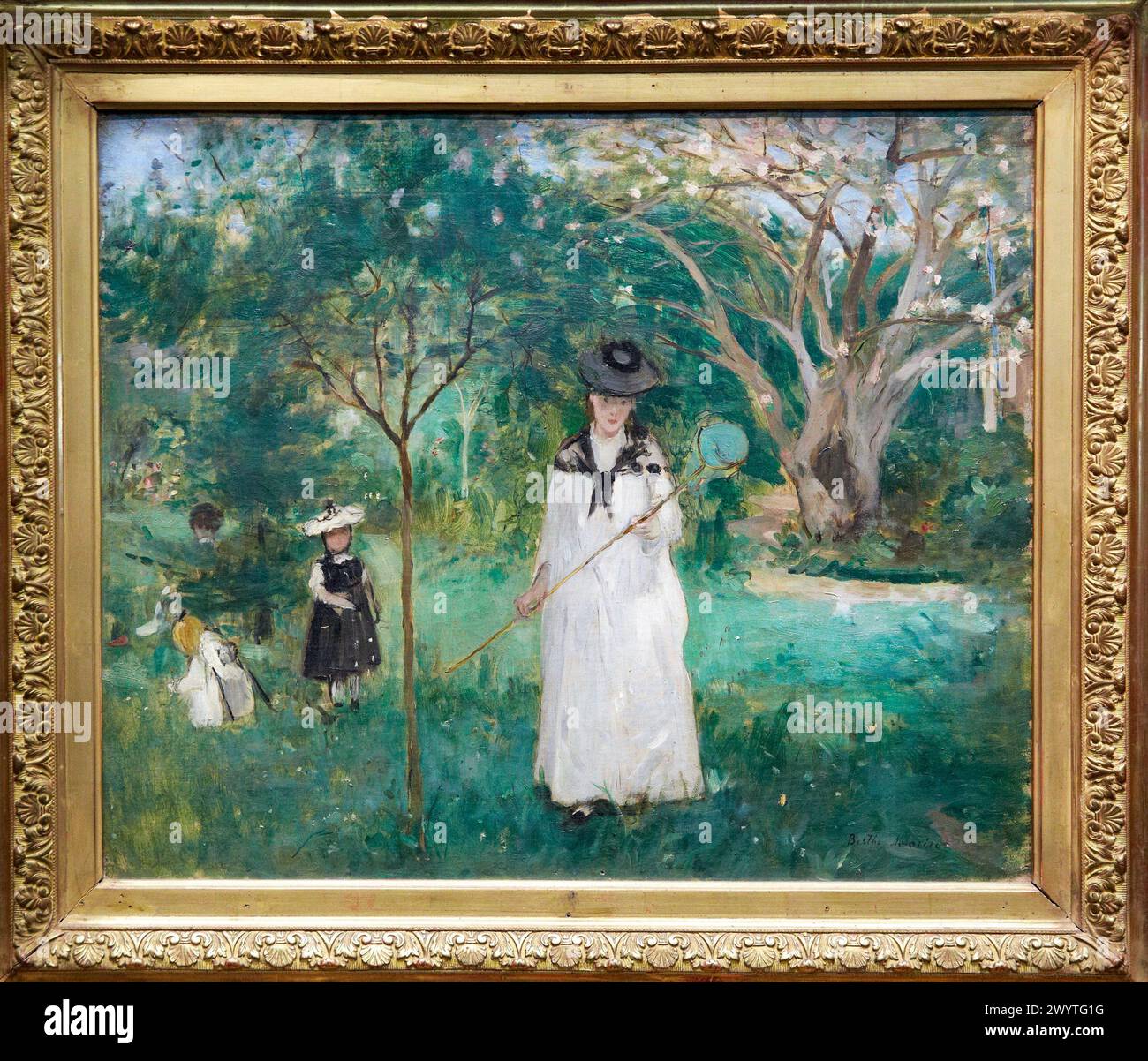 Chasing Butterflies, by Berthe Morisot, 1875, 19th Century, oil on canvas. Musée d'Orsay. Orsay Museum. Paris. France. Stock Photo