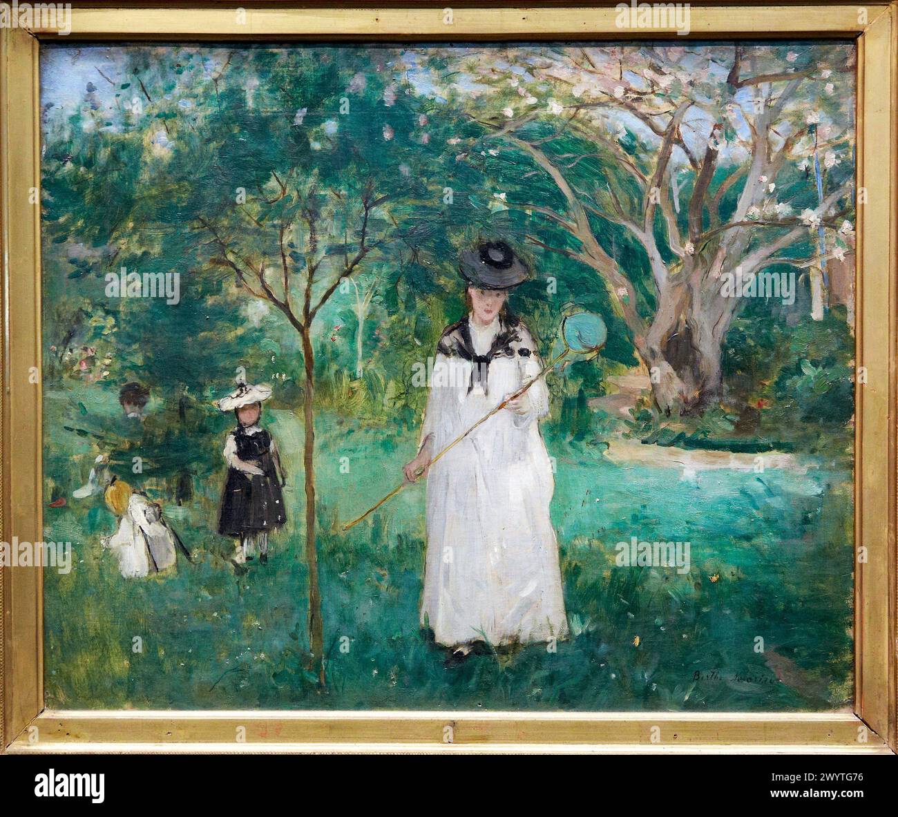 'Chasing Butterflies', by Berthe Morisot, 1875, 19th Century, oil on canvas. Musée d'Orsay. Orsay Museum. Paris. France. Stock Photo
