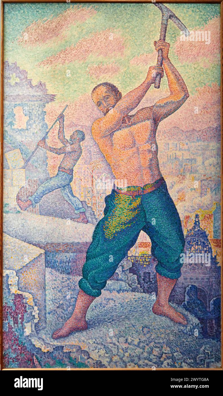 'Le Démolisseur. The Demolition Worker', 1897-1899, Paul Signac, Musée d'Orsay, Paris, France, Europe Stock Photo