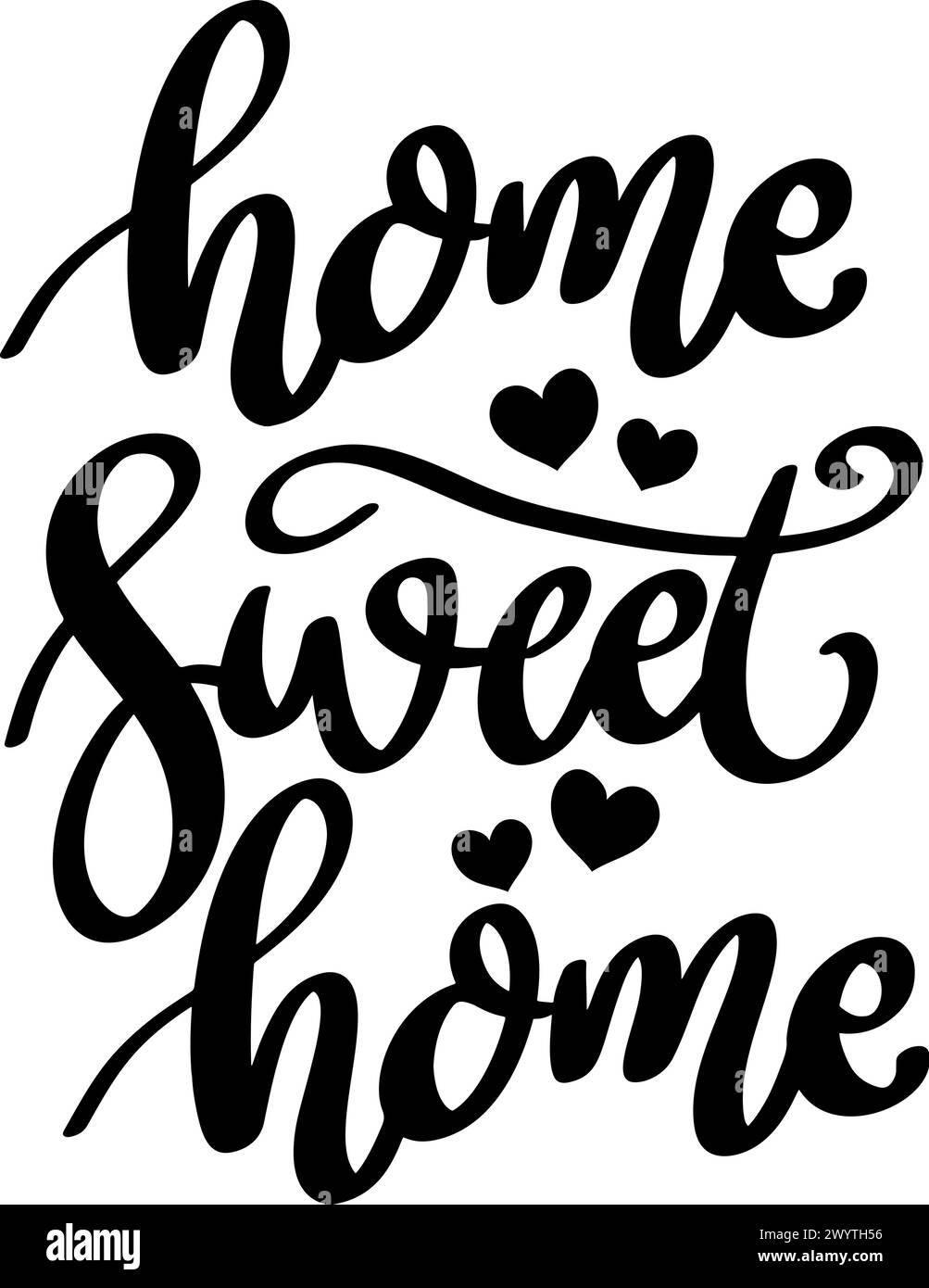 Home sweet home. Lettering phrase isolated on white background. Design ...