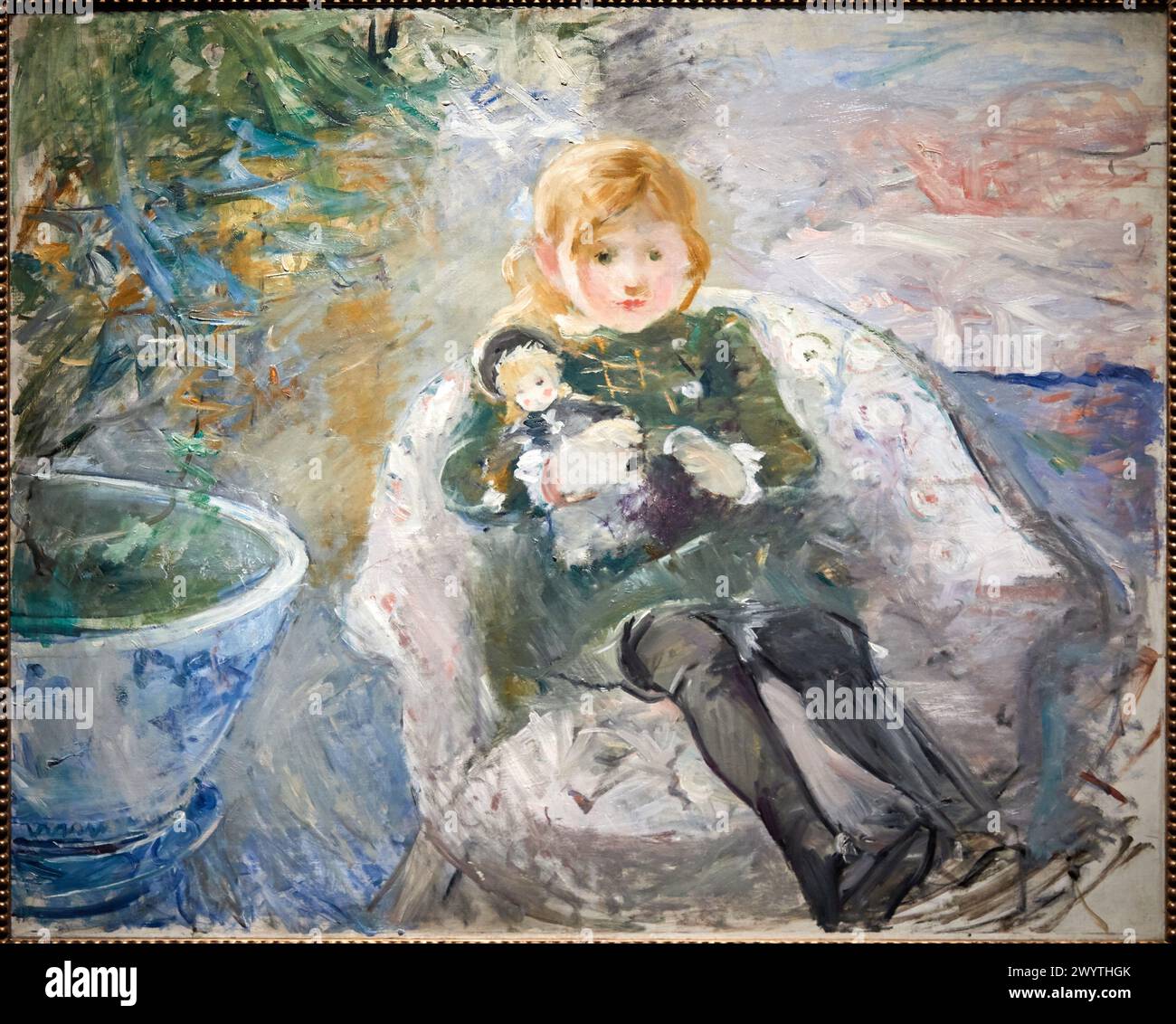 BertheMorisot、JEUNE FILLE AU CORSET BLEU Jeune Femme au Corset Bleu de Berthe Morisot - Reproduction