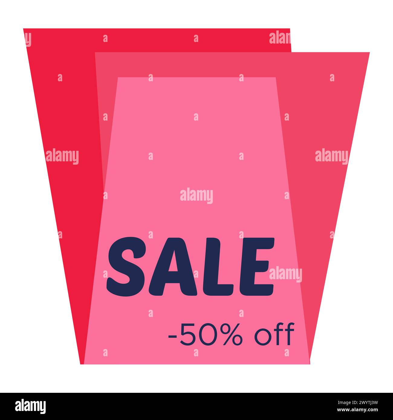 Sale sticker with abstract red geometric forms. Vector illustration Stock Vector