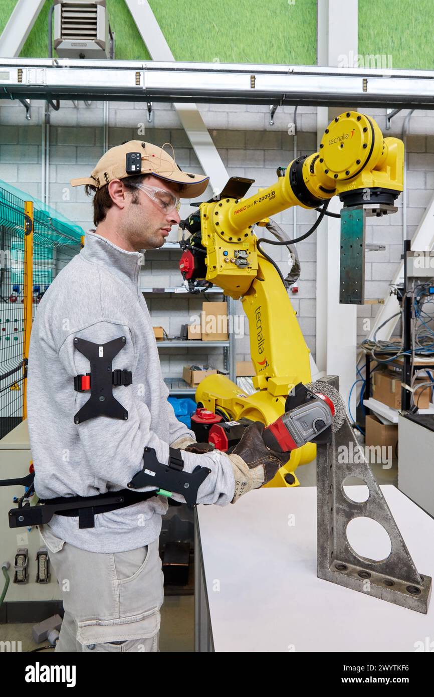EXODYN project, Exoskeletons for the prevention of musculoskeletal ailments in work environments, Unit of Health, Technology Centre, Tecnalia Research & Innovation, Donostia, San Sebastian, Gipuzkoa, Basque Country, Spain. Stock Photo