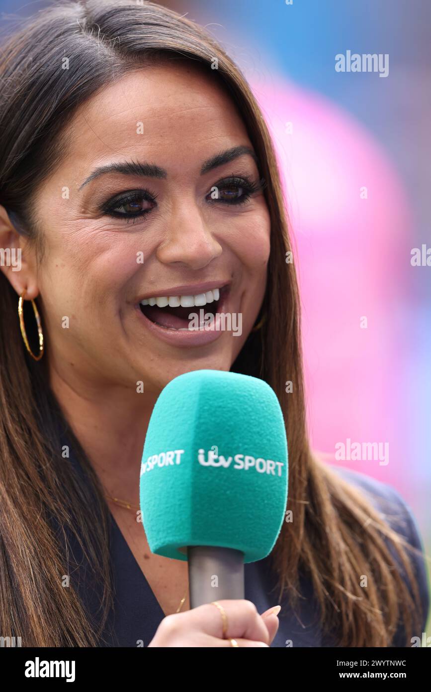 London, UK. 07th Apr, 2024. Jules Breach, ITV Sport presenter, at the Bristol Street Motors EFL