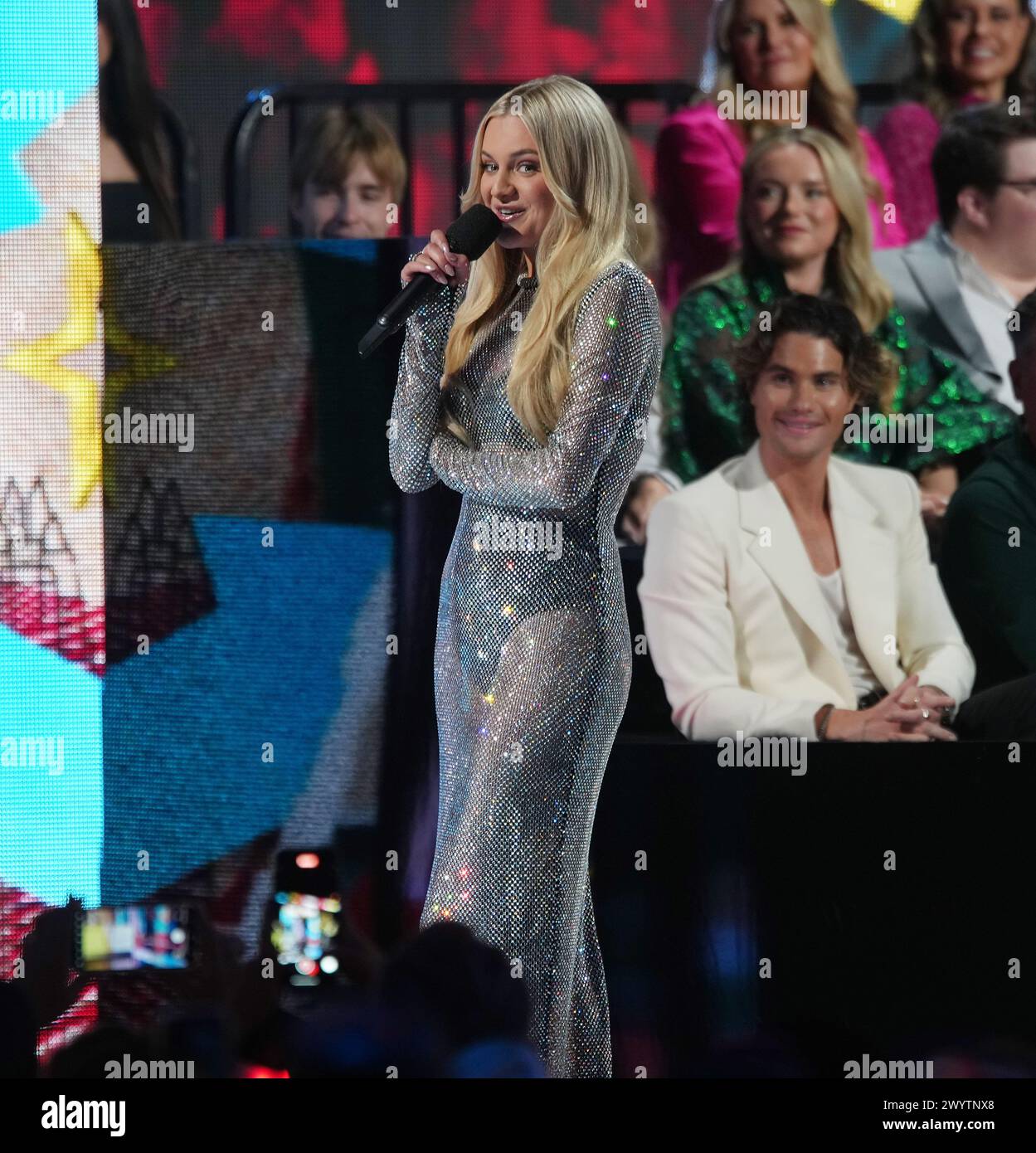 Kelsea Ballerini and Chase Stokes onstage during the 2024 CMT Music Awards at Moody Center on April 07, 2024 in Austin, Texas. Photo: Amy E. Price/imageSPACE Stock Photo