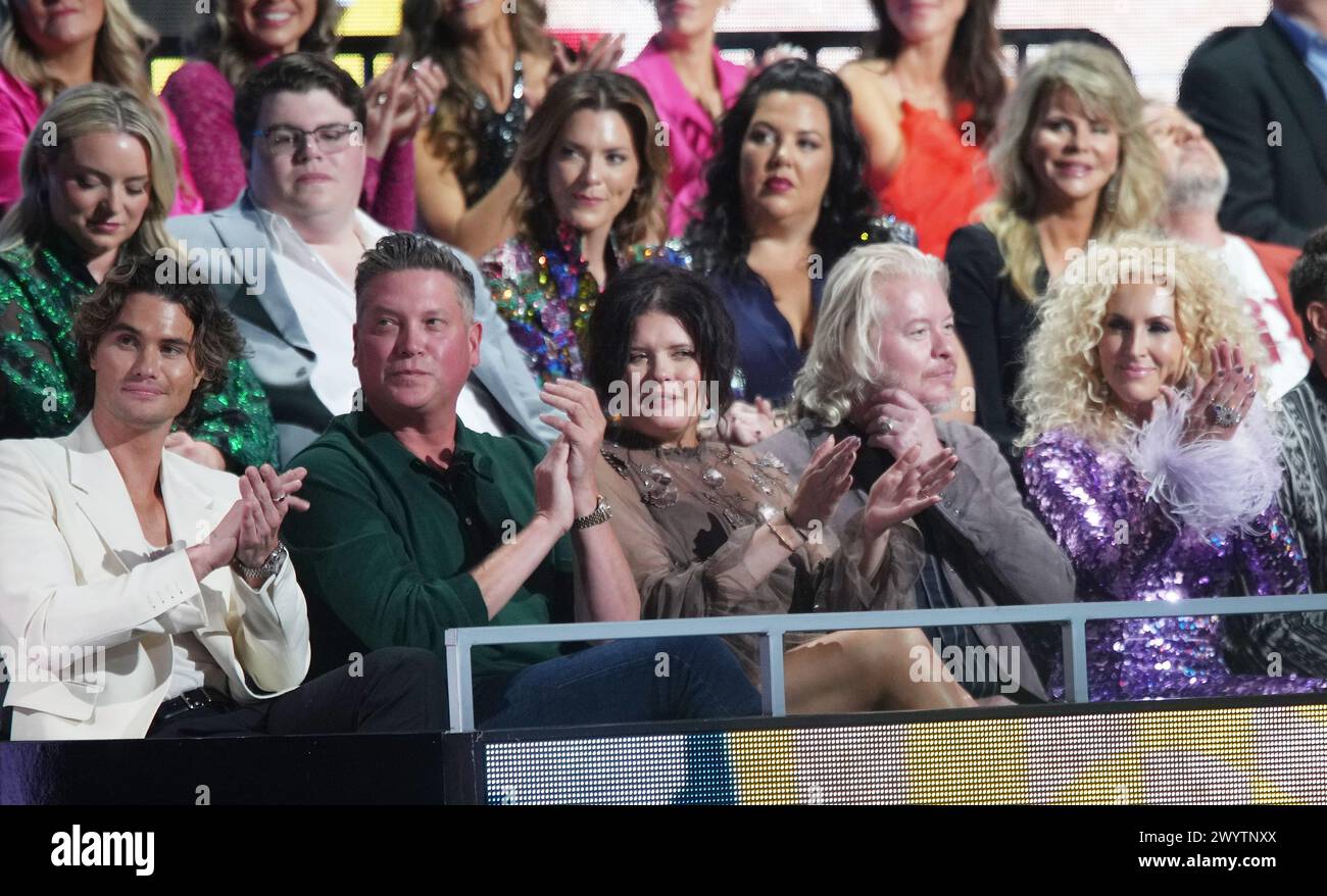 Chase Stokes, Kimberly Schlapman, Phillip Sweet are seen in crowd during the 2024 CMT Music Awards at Moody Center on April 07, 2024 in Austin, Texas. Photo: Amy E. Price/imageSPACE Stock Photo