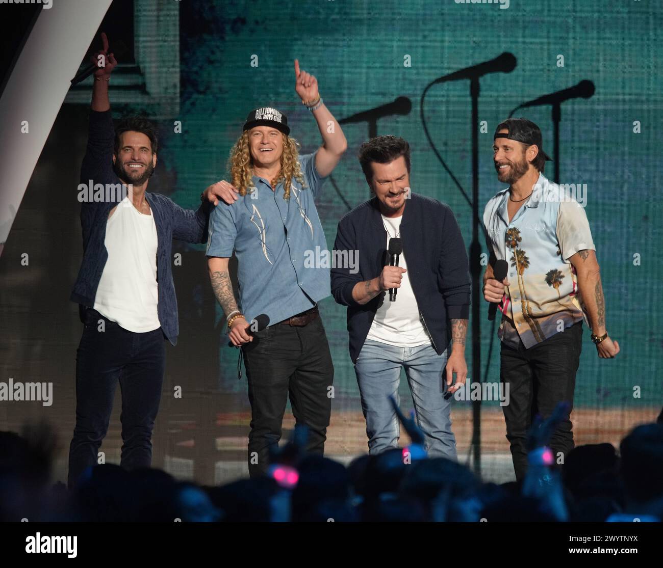 Matt Thomas, Barry Knox, Joshua McSwain, and Scott Thomas of Parmalee speak onstage during the 2024 CMT Music Awards at Moody Center on April 07, 2024 in Austin, Texas. Photo: Amy E. Price/imageSPACE Stock Photo