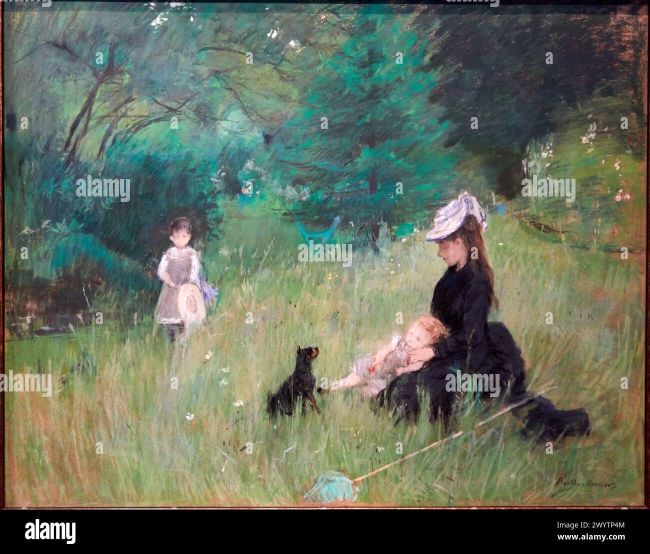 'Sur l'herbe' dit aussi 'Sur la pelouse ou Dans le parc', 1874, Berthe Morisot (1841-1895). Stock Photo
