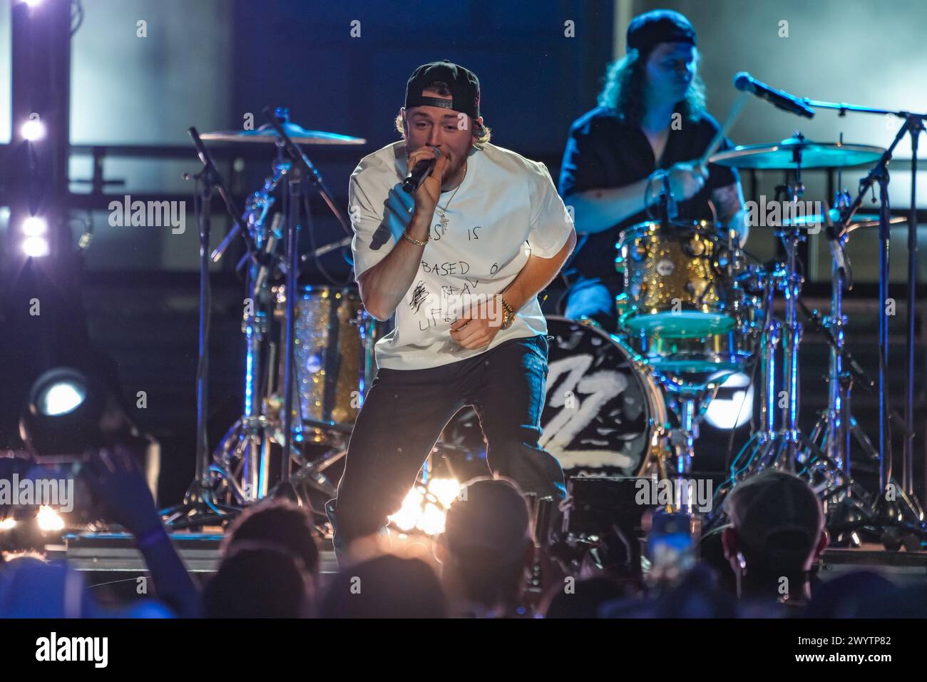 AUSTIN, TEXAS - APRIL 07: In this image released on April 07, 2024, Bailey Zimmerman performs on the 2024 CMT Music Awards stage on April 3, 2024, at the University of Texas at Austin in Austin, Texas.  (Photo by Amy Price/ImageSPACE) Stock Photo