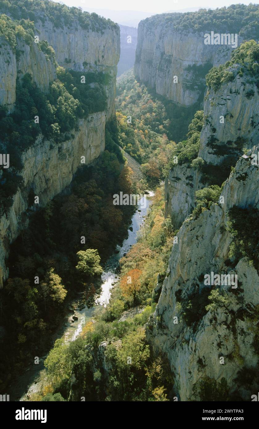 Salazar River, Foz de Arbayun, Sierra de Leyre, Navarre, Spain. Stock Photo