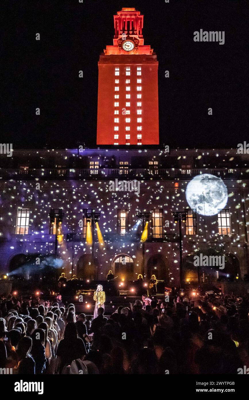 AUSTIN, TEXAS - APRIL 07: In this image released on April 07, 2024, Kelsea Ballerini performs on the 2024 CMT Music Awards stage on April 3, 2024, at the University of Texas at Austin in Austin, Texas.  (Photo by Amy Price/ImageSPACE) Stock Photo