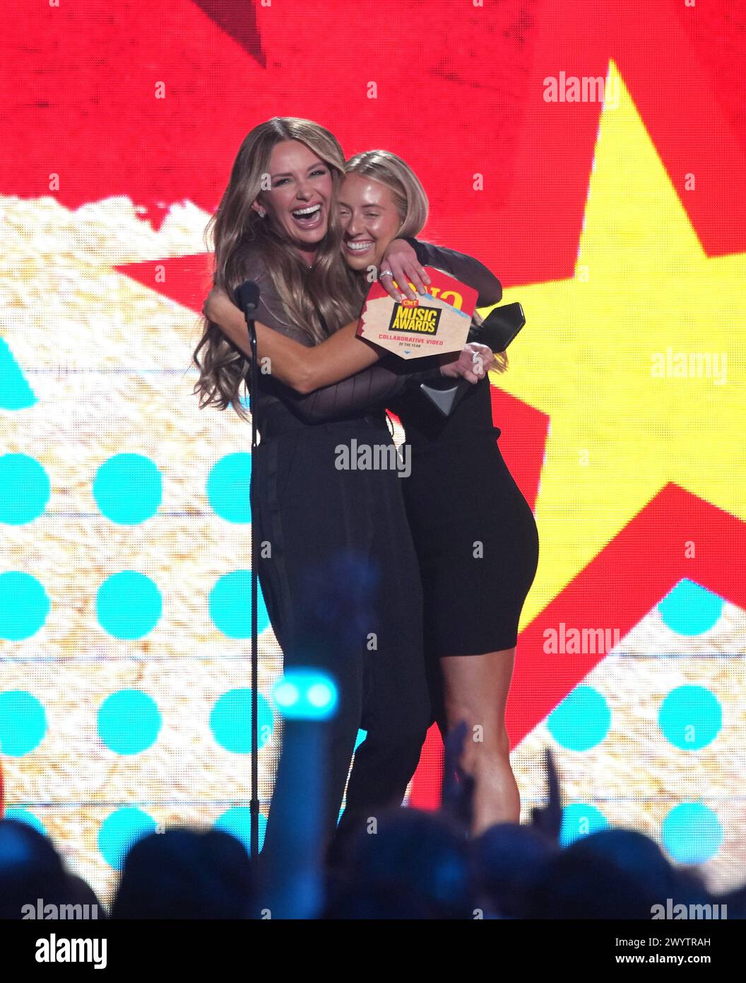 Carly Pearce (L) accepts the Collaborative Video Of The Year award for