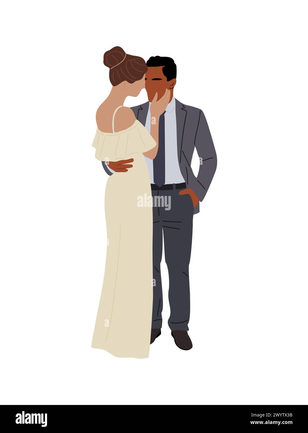 Happy Wedding couple vector isolated on white Stock Vector Image & Art ...