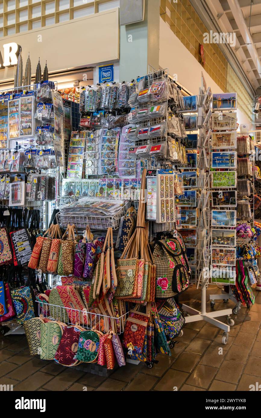 Kuala Lumpur, Malaysia - April 5,2024 : Various types of Malaysia's souvenirs selling in souvenir shop. Stock Photo