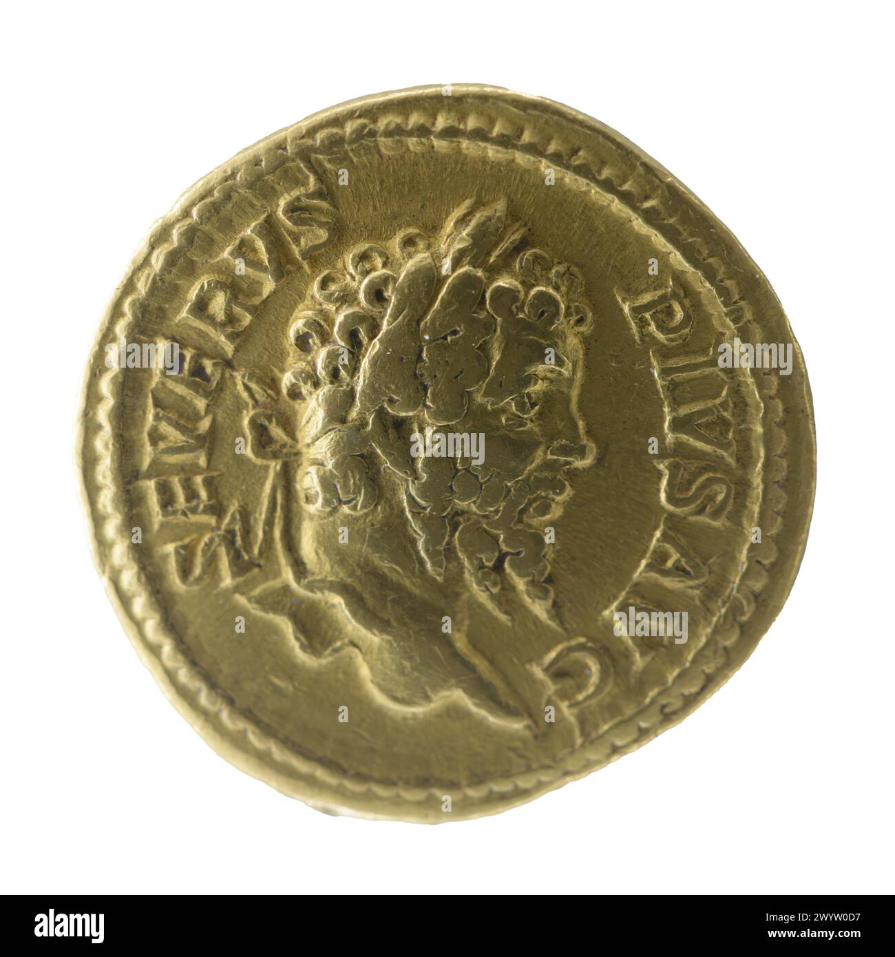 Lucius Septimius Severus, Roman emperor. Aureus with the profile of the ...