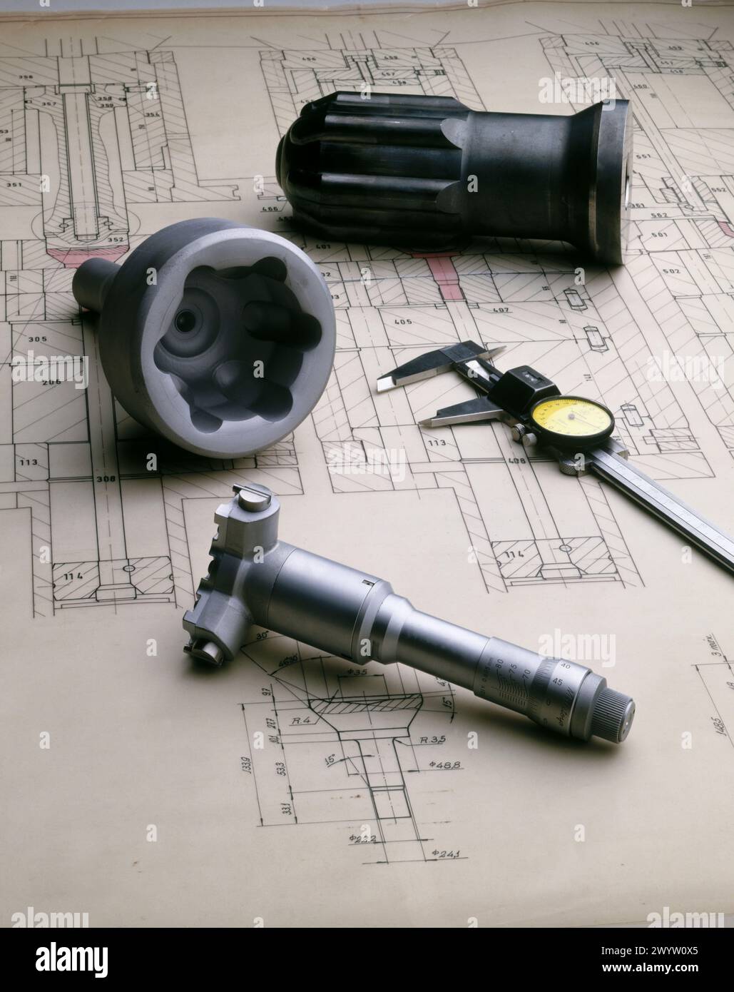 Blueprints and tools Stock Photo - Alamy