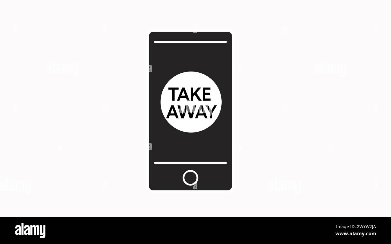 Vector Isolated Black and White Mobile and Wifi Take Away Icon Stock Vector