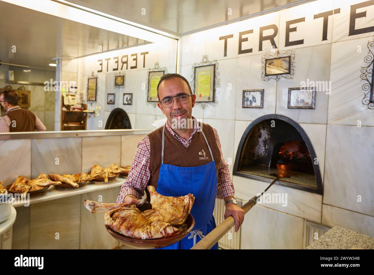 Terete Restaurant, Specializing in roast lamb, Haro, La Rioja, Spain, Europe. Stock Photo