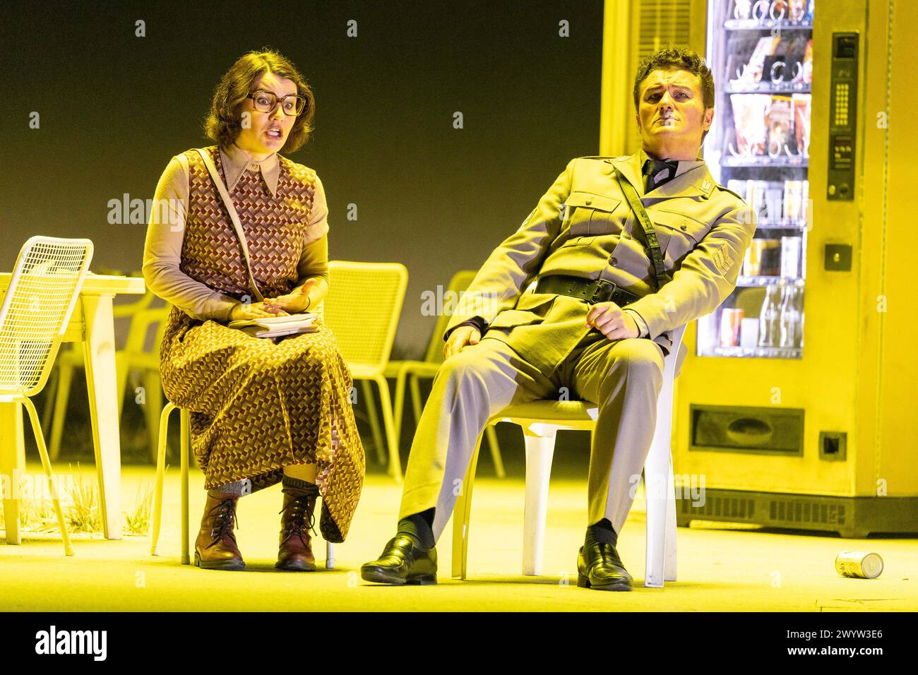 Olga Kulchynska (Micaela), Piotr Beczala (Don Jose) in CARMEN at the Royal Opera House, Covent Garden, London WC2  05/04/2024 music: Georges Bizet  libretto: Henri Meilhac & Ludovic Halevy  dramaturg: Elisa Zaninotto  conductor: Antonello Manacorda  set design: Paulo Fantin  costumes: Carla Teti  lighting: Alessandro Carletti  director: Damiano Michieletto Stock Photo
