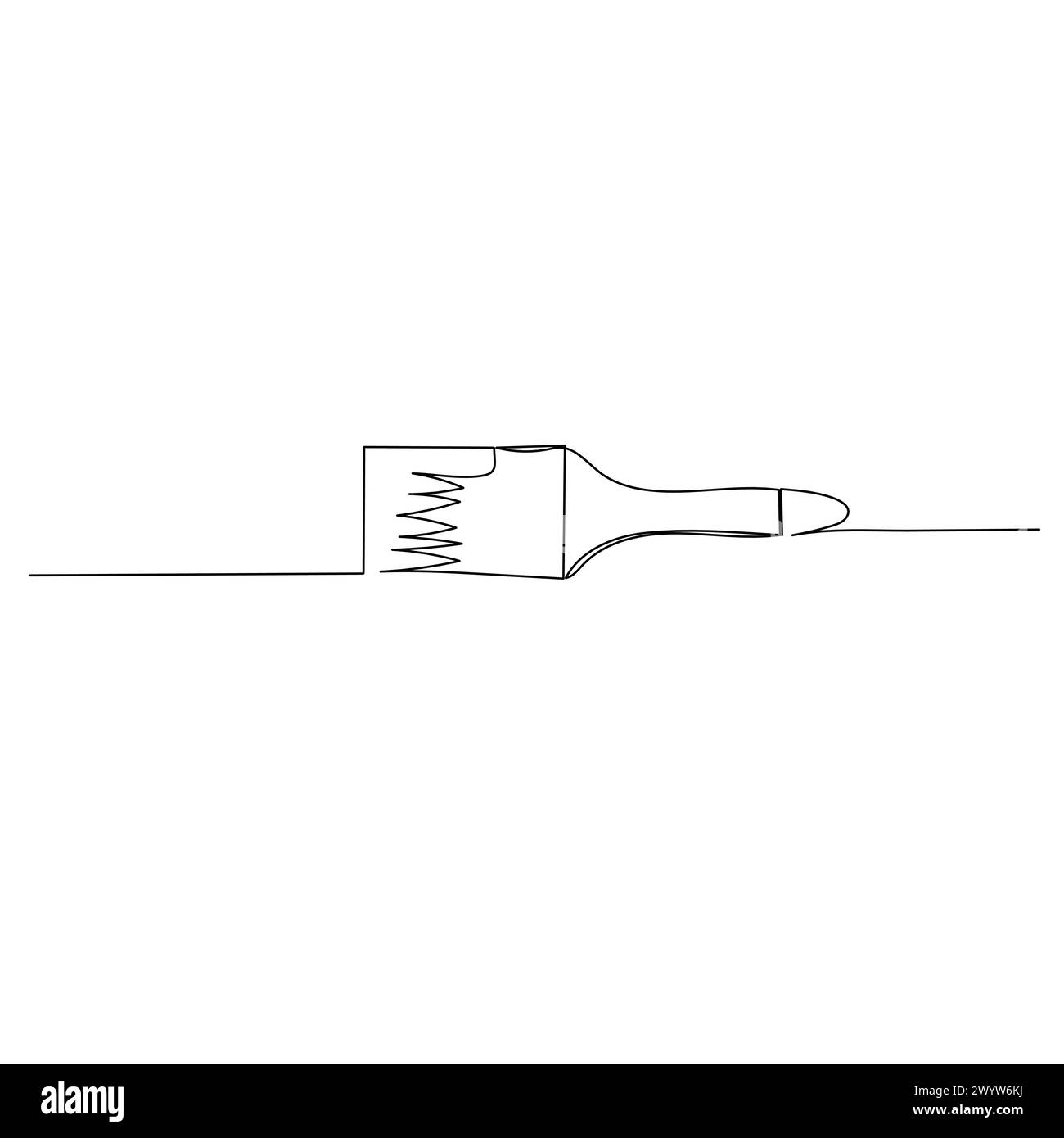 Continuous one line drawing of a paint brush. Simple modern hand drawn style illustration. Vector design for industrial, engineering and construction Stock Vector