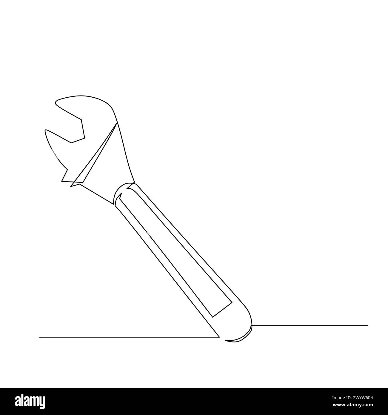 wrench Continuous line drawing. Simple modern hand drawn style illustration. Vector design for industrial engineering and construction theme Stock Vector