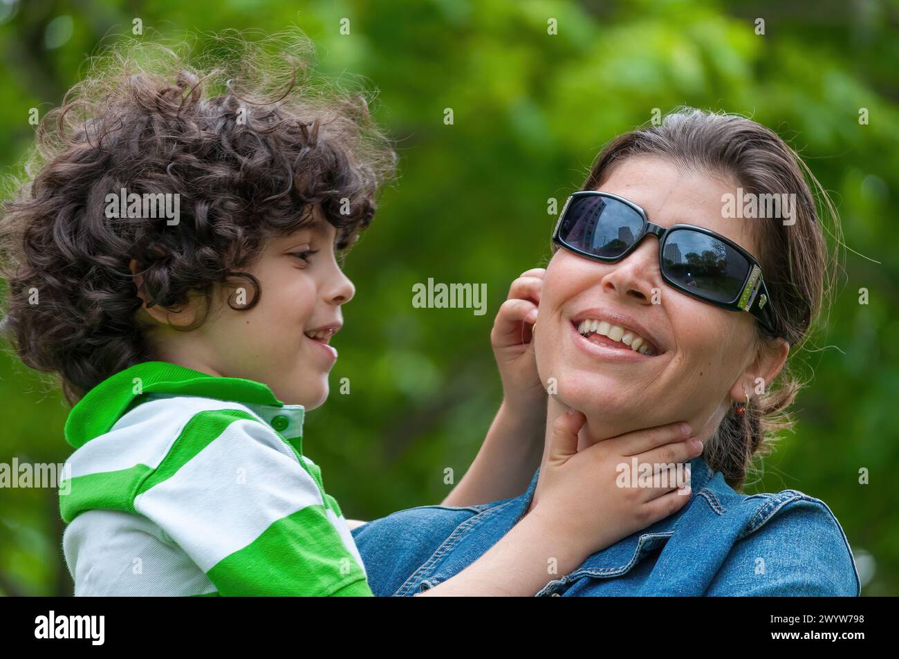 portrait of latin american family, mother and child son Stock Photo