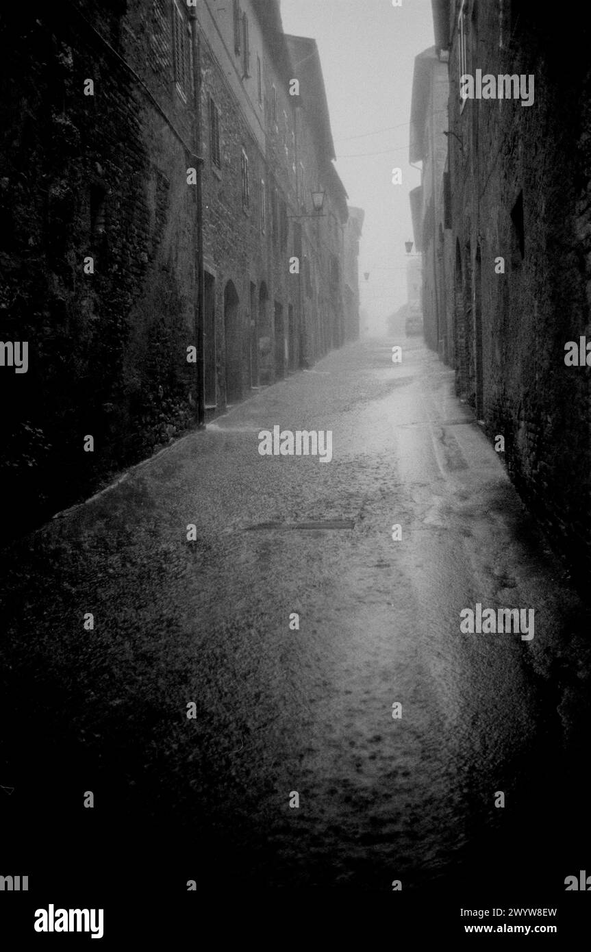 Italy-Tuscany Casole d'Elsa a Tuscan hill top village Heavy rain Stock ...