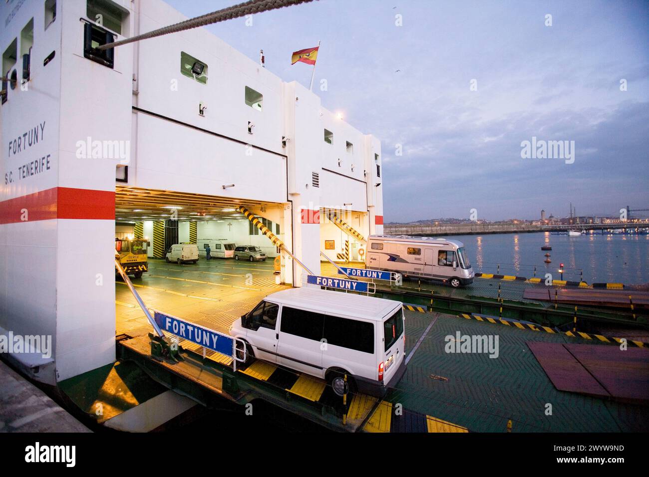 Sea traffic from Portsmouth (UK) to Bilbao, Port of Bilbao. Santurtzi, Biscay, Euskadi, Spain. Stock Photo