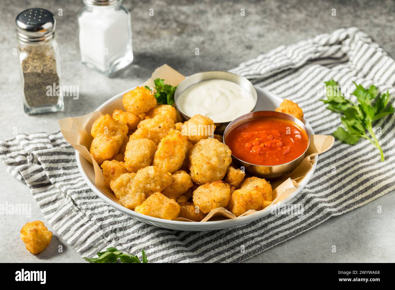 Homemade Deep Fried Wisconsin Cheese Curds with Dipping Sauce Stock Photo Alamy