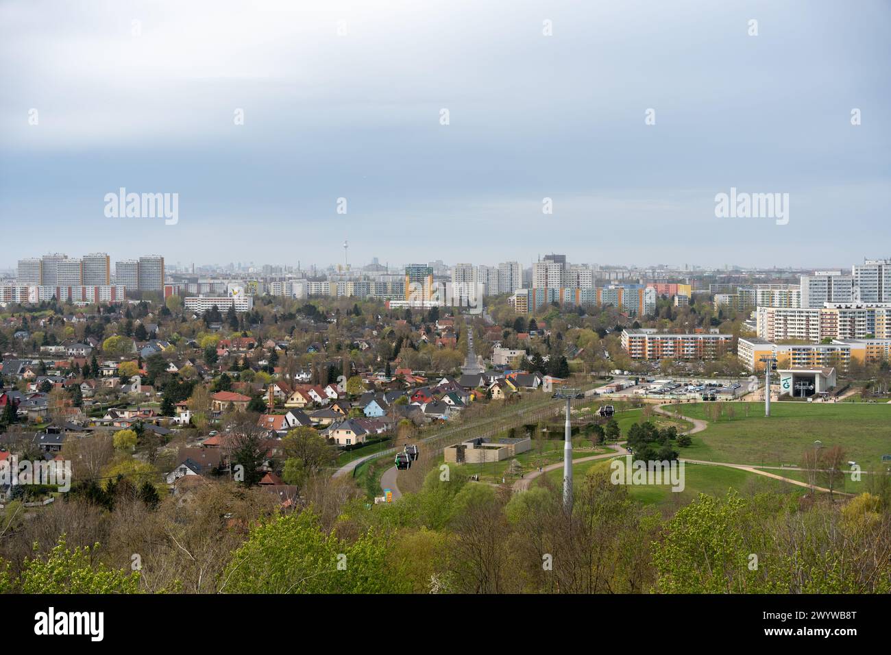 Aerial view of the Berlin-Marzahn district from the observation tower ...